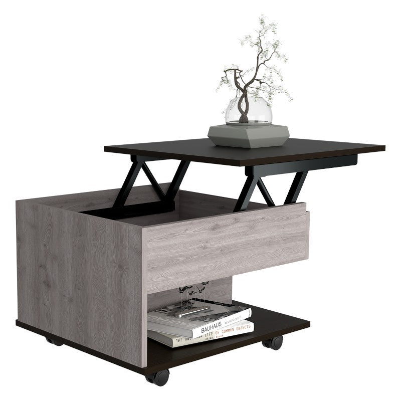 Mesa Funcional 5G Color Ceniza y Wengue Para Sala De Estar